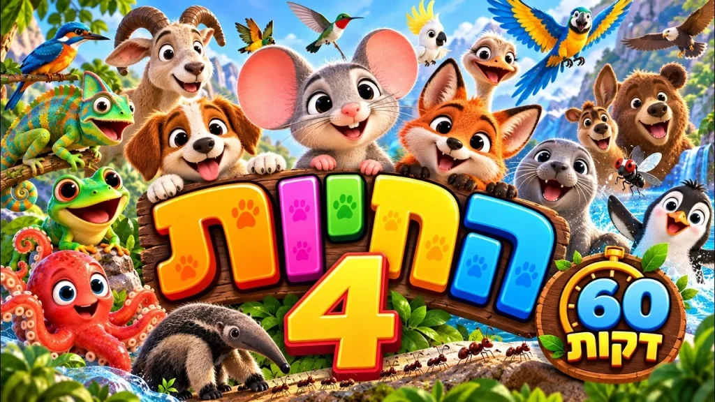 חיות לילדים | 60 דקות – עולם החיות – בהמחשת AI מיוחדת 🐘🦁🦒🐔🐍🦈🐟
