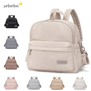 Soboba Stilvoller Wickelrucksack für Damen, solide, modisch, wasserdicht, großes Fassungsvermögen, multifunktionale Wickeltasche MIT 2 - Trägern - AliExpress 1501